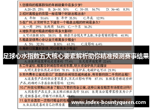 足球心水指数五大核心要素解析助你精准预测赛事结果