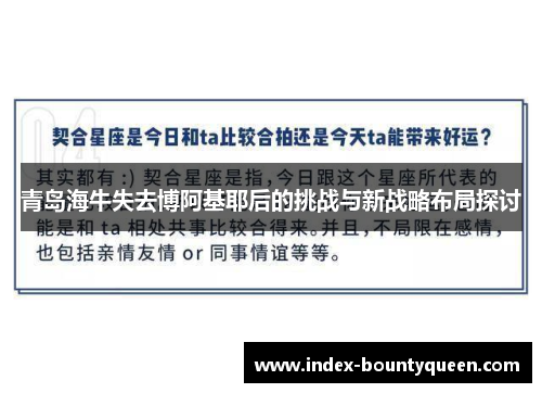 青岛海牛失去博阿基耶后的挑战与新战略布局探讨 青岛海牛失去博阿基耶后的挑战与新战略布局探讨
